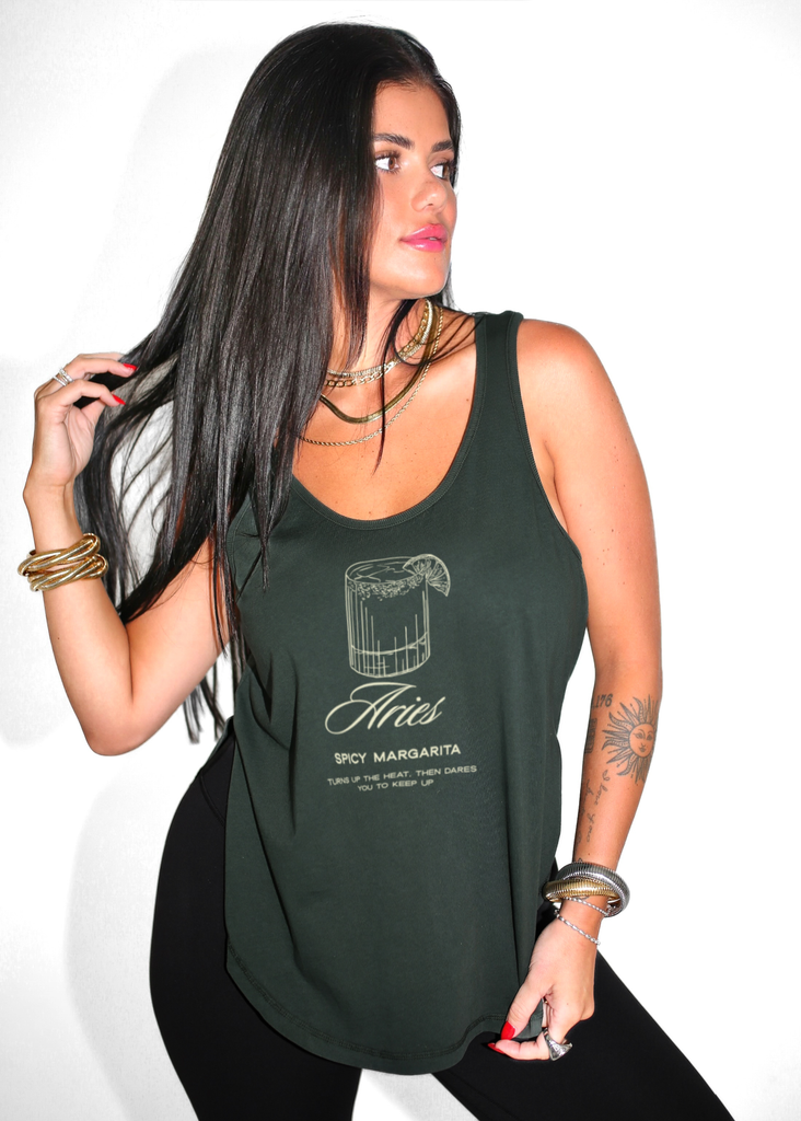 pebby forevee Tank Top ARIES COCKTAIL BOYFRIEND SIDE SLIT TANK