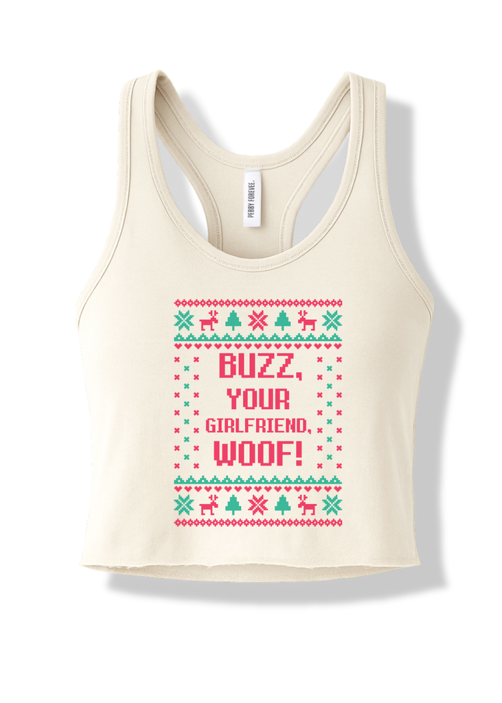 pebby forevee Tank Top CROPPED BUZZ, YOUR GIRLFRIEND, WOFF! GRAPHIC BOYFRIEND TANK