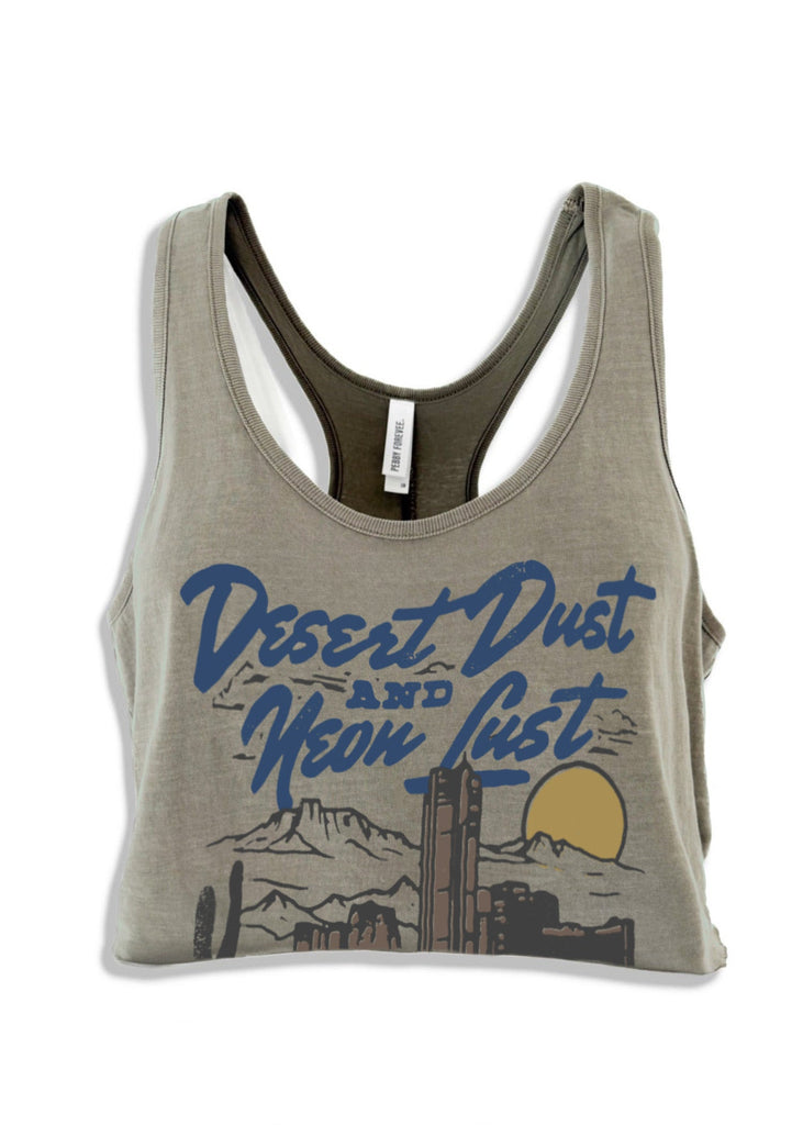 pebby forevee Tank Top CROPPED DESERT DUST & NEON LUST GRAPHIC BOYFRIEND TANK