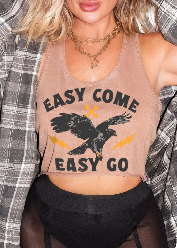 pebby forevee Tank Top CROPPED EASY COME EASY GO GRAPHIC BOYFRIEND TANK