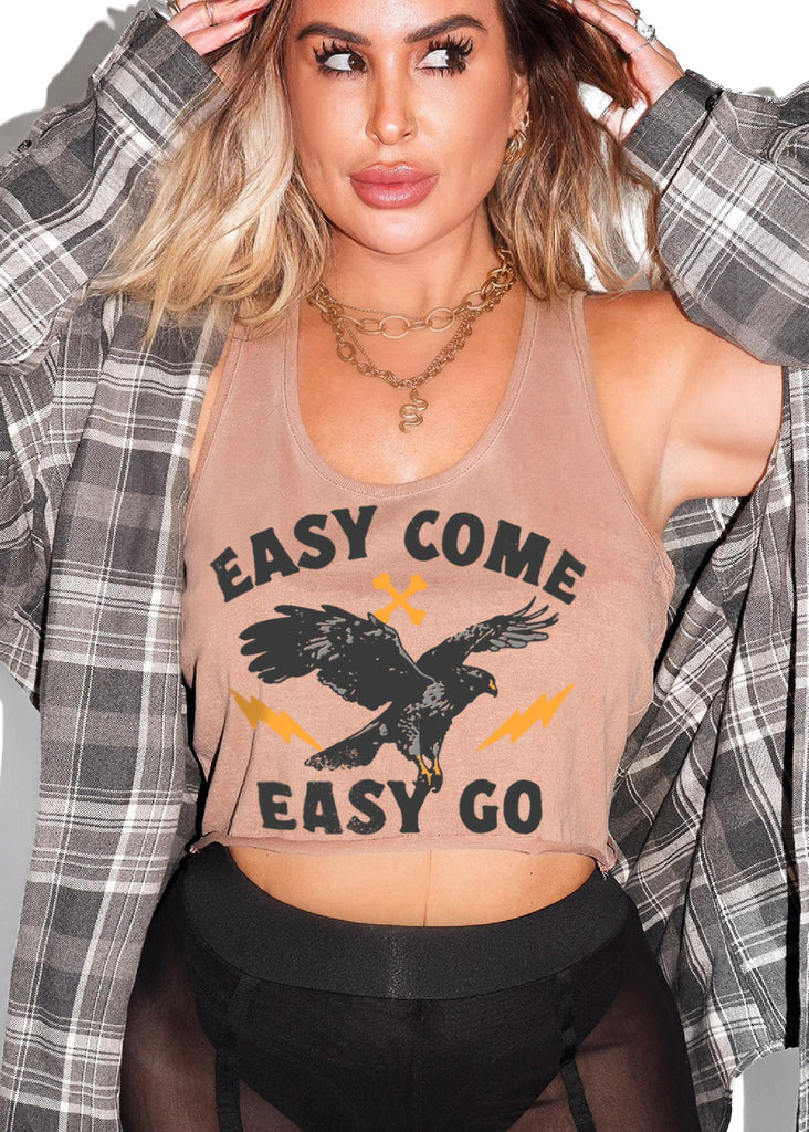 pebby forevee Tank Top CROPPED EASY COME EASY GO GRAPHIC BOYFRIEND TANK