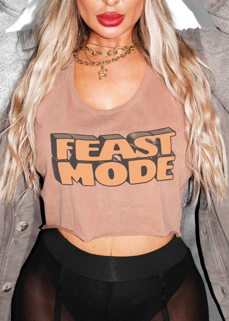 pebby forevee Tank Top CROPPED FEAST MODE GRAPHIC BOYFRIEND TANK