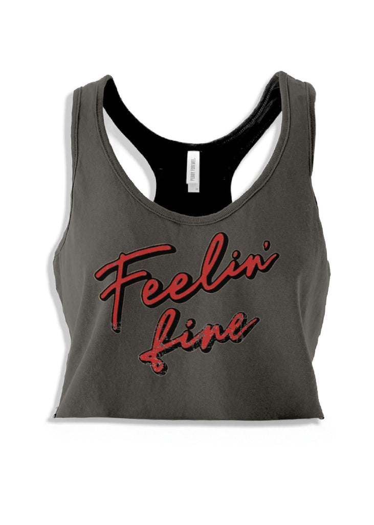 pebby forevee Tank Top CROPPED FEELIN' FINE GRAPHIC BOYFRIEND TANK