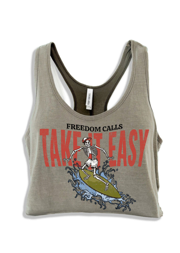 pebby forevee Tank Top CROPPED FREEDOM CALLS GRAPHIC BOYFRIEND TANK
