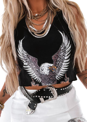 pebby forevee Tank Top CROPPED FREEDOM THRILLS GRAPHIC BOYFRIEND TANK