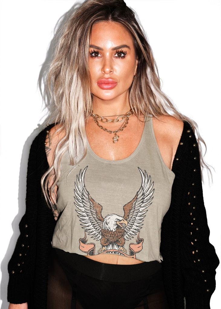 pebby forevee Tank Top CROPPED FREEDOM THRILLS GRAPHIC BOYFRIEND TANK