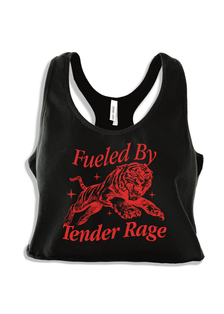 pebby forevee Tank Top CROPPED FUELED BY TENDER RAGE GRAPHIC BOYFRIEND TANK