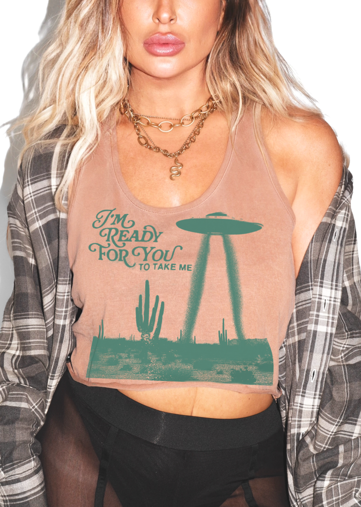 pebby forevee Tank Top CROPPED GALACTIC TRIP GRAPHIC BOYFRIEND TANK