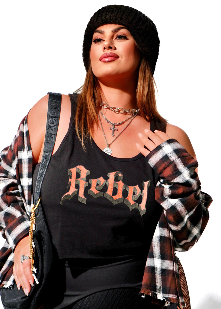 pebby forevee Tank Top CROPPED GOTHIC REBEL GRAPHIC BOYFRIEND TANK