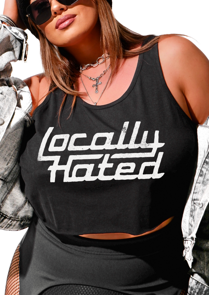 pebby forevee Tank Top CROPPED LOCALLY HATED GRAPHIC BOYFRIEND TANK