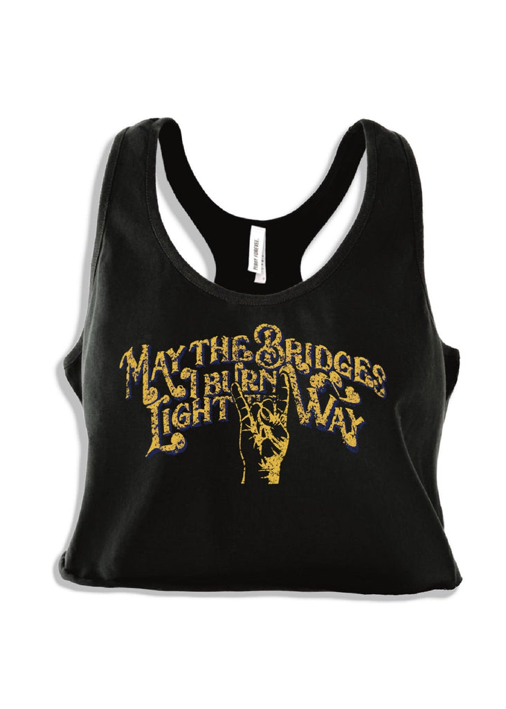 pebby forevee Tank Top CROPPED MAY THE BRIDGES I BURN LIGHT THE WAY GRAPHIC BOYFRIEND TANK