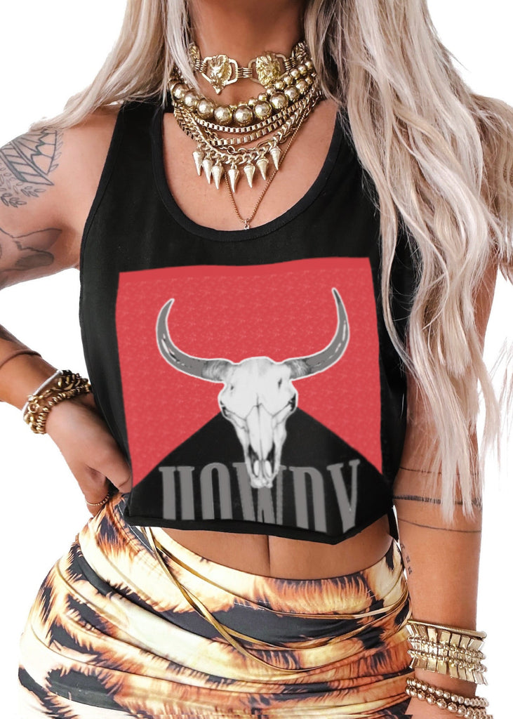 pebby forevee Tank Top CROPPED MESS WITH THE BULL GRAPHIC BOYFRIEND TANK