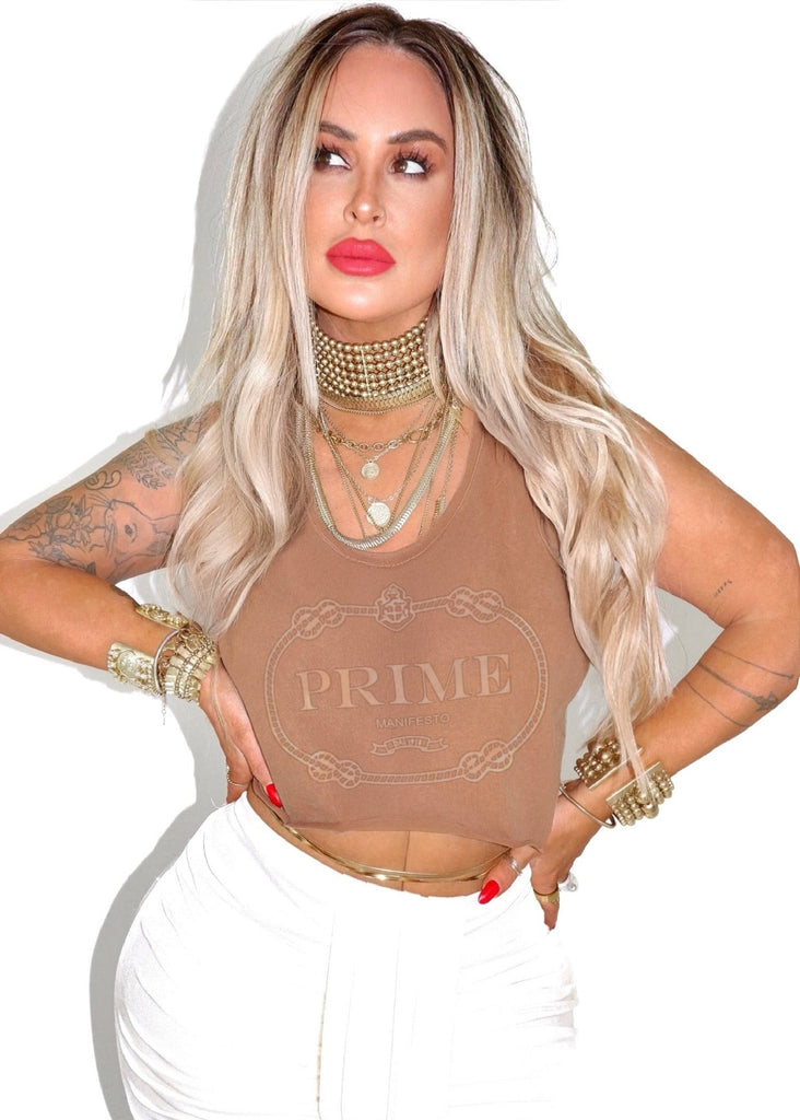 pebby forevee Tank Top CROPPED PRIME MANIFESTO GRAPHIC BOYFRIEND TANK