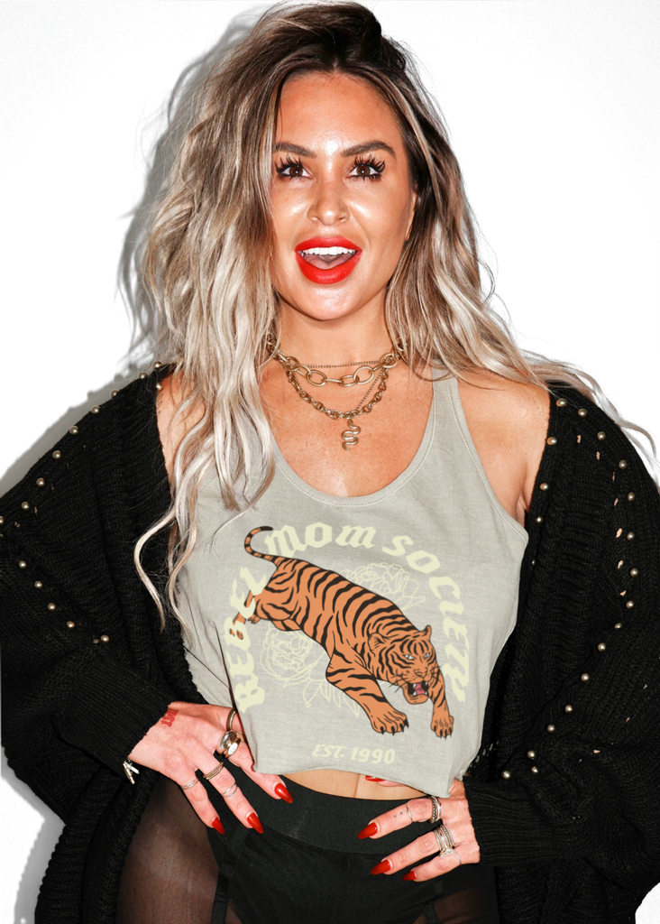 pebby forevee Tank Top CROPPED REBEL MOM SOCIETY GRAPHIC BOYFRIEND TANK