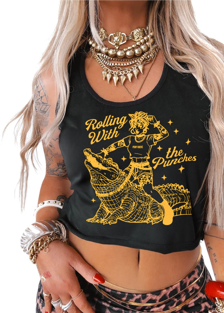 pebby forevee Tank Top CROPPED ROLLING WITH THE PUNCHES GRAPHIC BOYFRIEND TANK