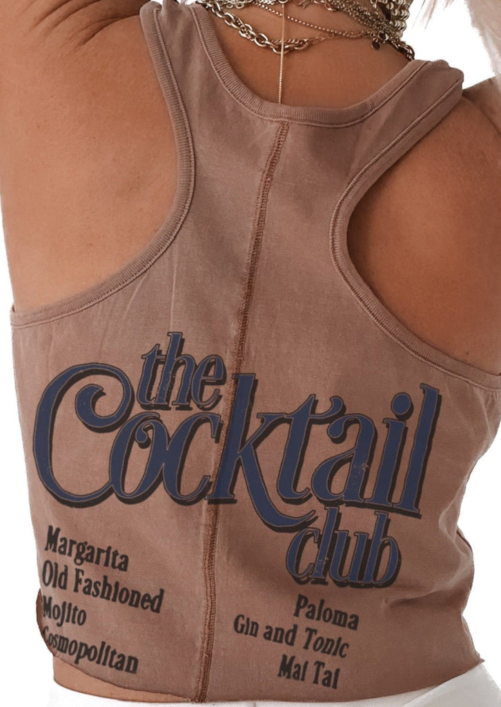 pebby forevee Tank Top CROPPED THE COCKTAIL CLUB GRAPHIC BOYFRIEND TANK