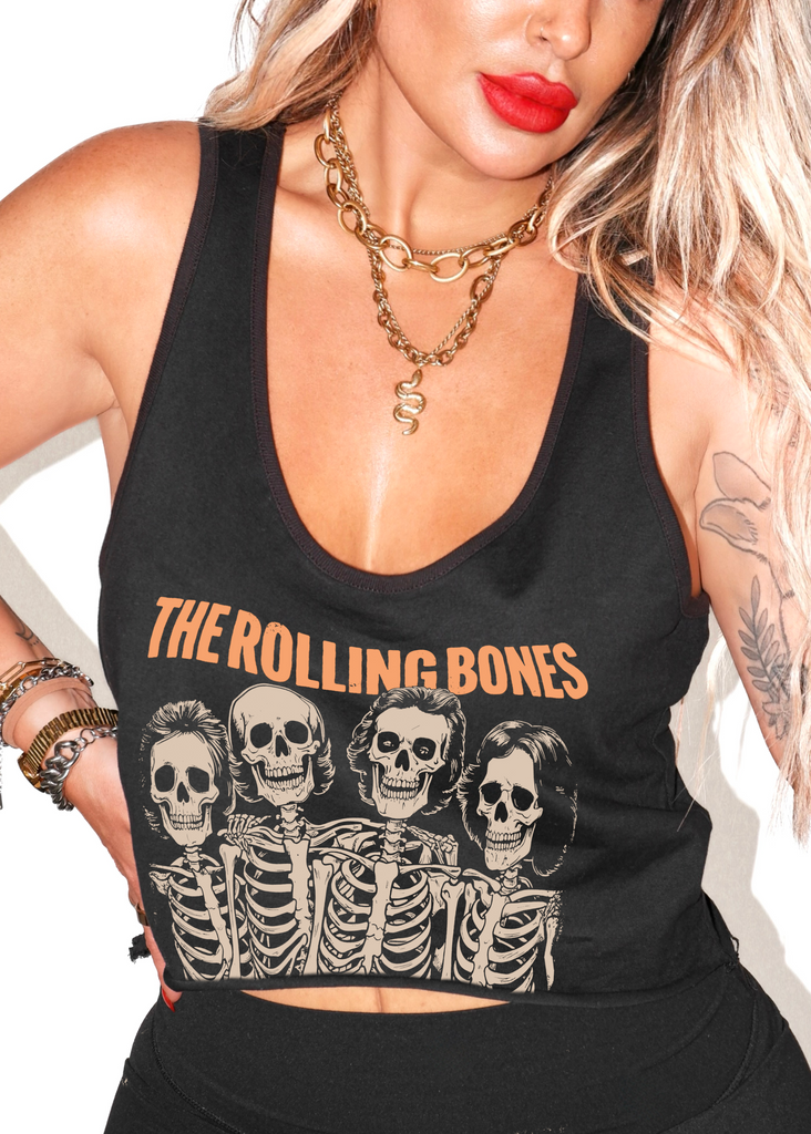 pebby forevee Tank Top CROPPED THE ROLLING BONES GRAPHIC BOYFRIEND TANK