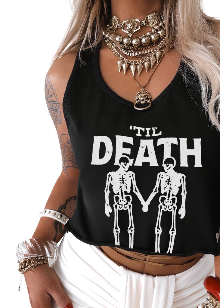 pebby forevee Tank Top CROPPED TIL DEATH GRAPHIC BOYFRIEND TANK