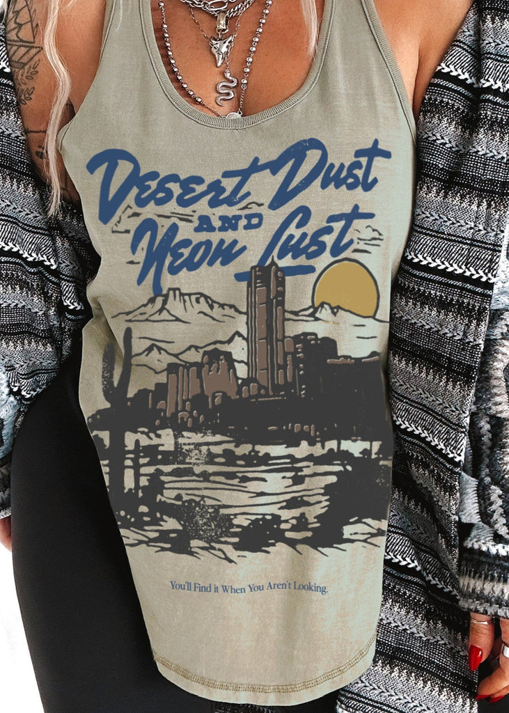 pebby forevee Tank Top DESERT DUST & NEON LUST BOYFRIEND SIDE SLIT TANK
