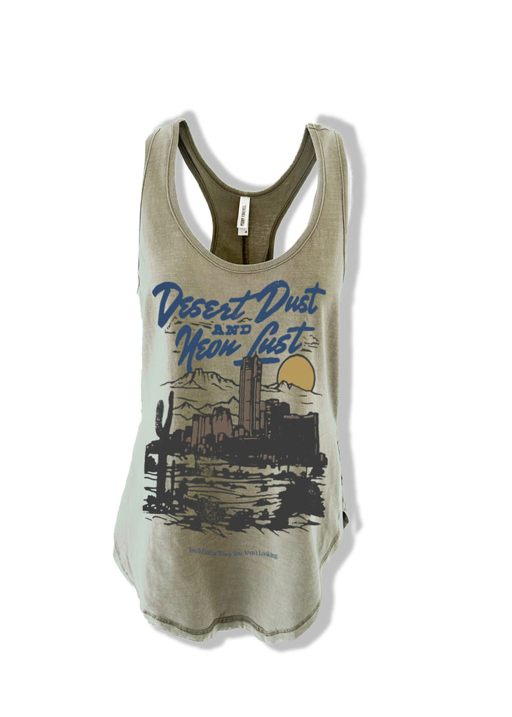 pebby forevee Tank Top DESERT DUST & NEON LUST BOYFRIEND SIDE SLIT TANK