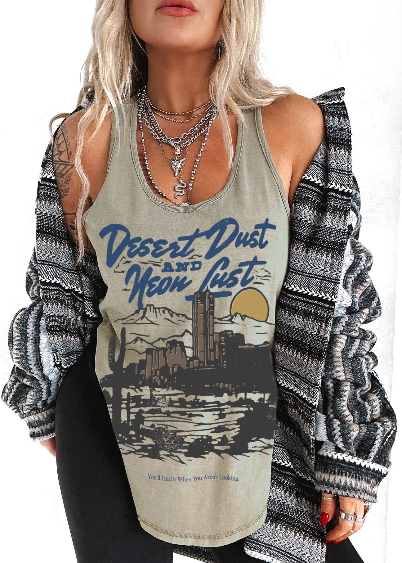 pebby forevee Tank Top DESERT DUST & NEON LUST BOYFRIEND SIDE SLIT TANK