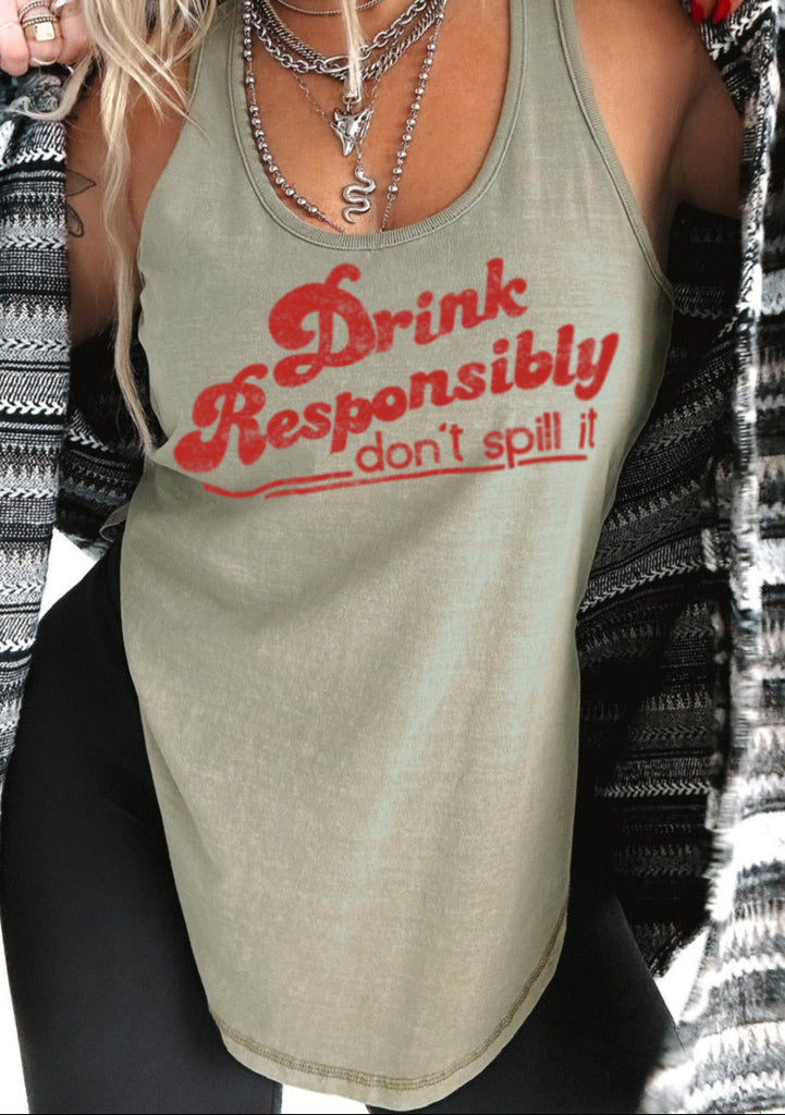 pebby forevee Tank Top DRINK RESPONSIBLY BOYFRIEND SIDE SLIT TANK