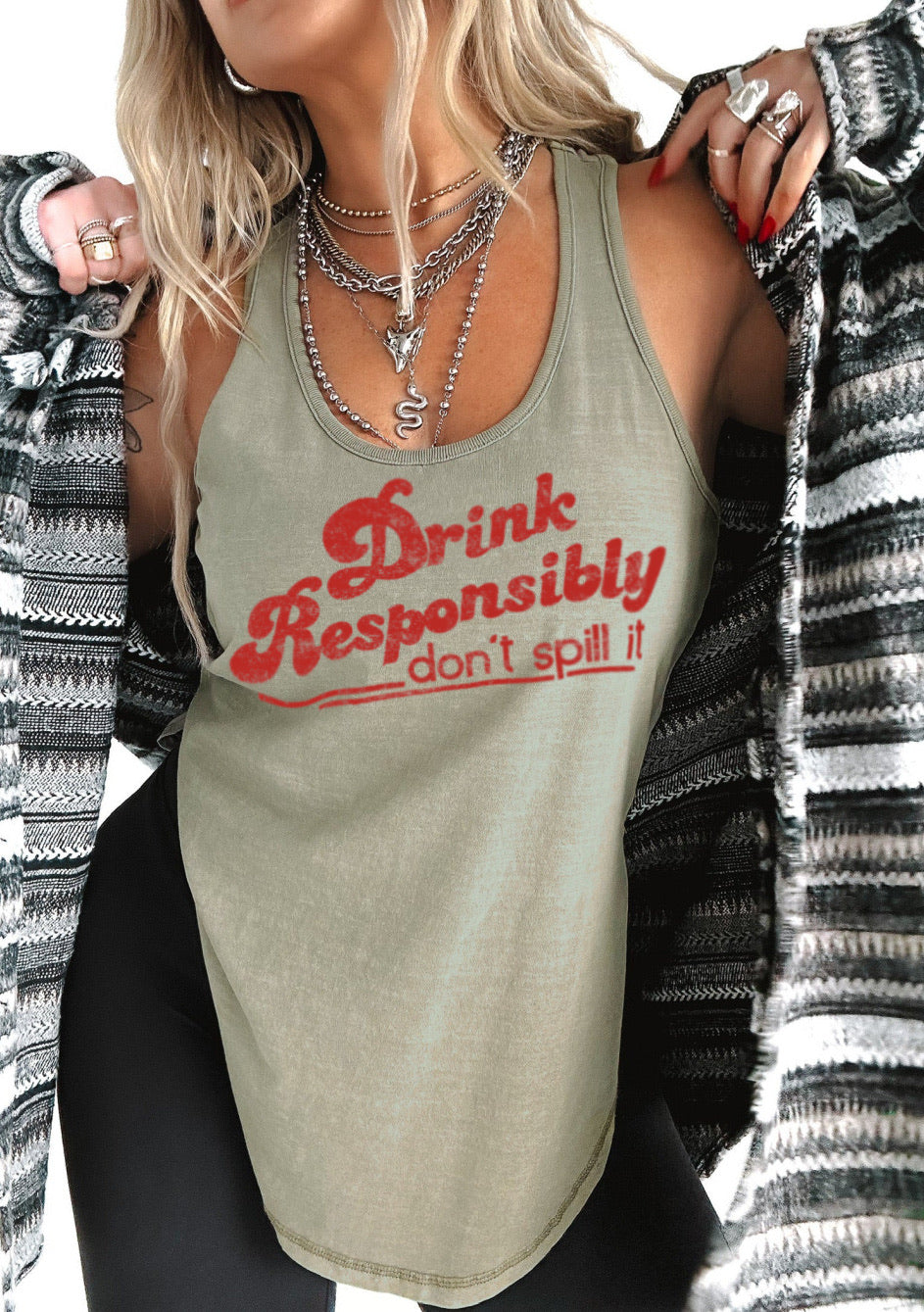 pebby forevee Tank Top DRINK RESPONSIBLY BOYFRIEND SIDE SLIT TANK