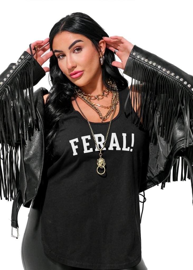 FERAL! (SCRIPT) BOYFRIEND SIDE SLIT TANK – Pebby Forevee