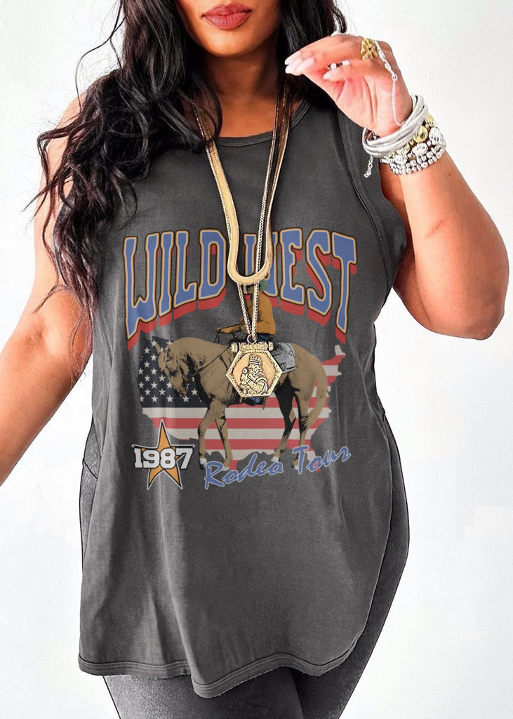 pebby forevee Tank Top FINAL SALE: 1987 WILD WEST HIGH HOPES OVERSIZED SIDE SLIT TANK