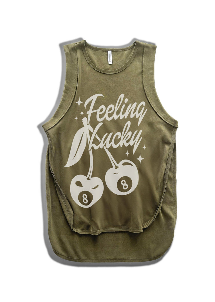 pebby forevee Tank Top FINAL SALE: FEELING LUCKY HIGH HOPES OVERSIZED SIDE SLIT TANK