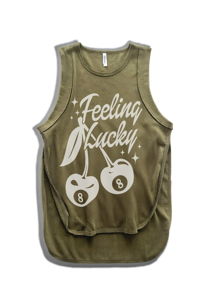 pebby forevee Tank Top FINAL SALE: FEELING LUCKY HIGH HOPES OVERSIZED SIDE SLIT TANK