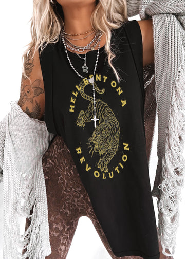 pebby forevee Tank Top FINAL SALE: HELL BENT ON A REVOLUTION HIGH HOPES OVERSIZED SIDE SLIT TANK