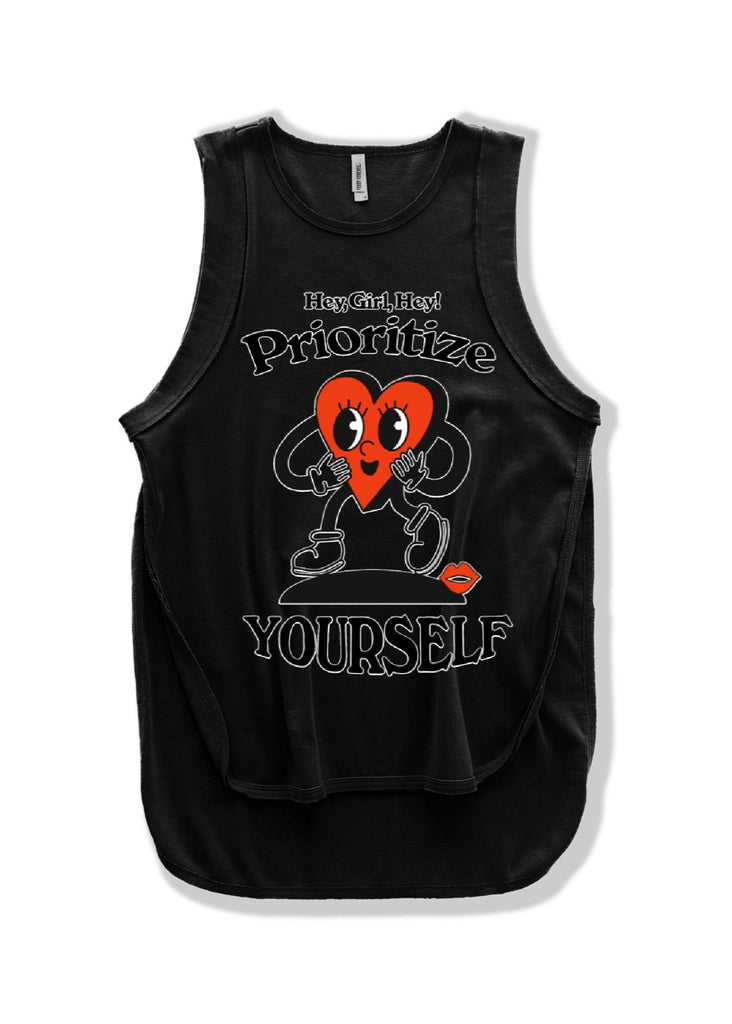 pebby forevee Tank Top FINAL SALE: PRIORITIZE YOURSELF HIGH HOPES OVERSIZED SIDE SLIT TANK