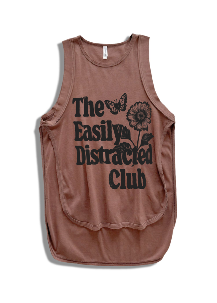 pebby forevee Tank Top FINAL SALE: THE EASILY DISTRACTED CLUB HIGH HOPES OVERSIZED SIDE SLIT TANK