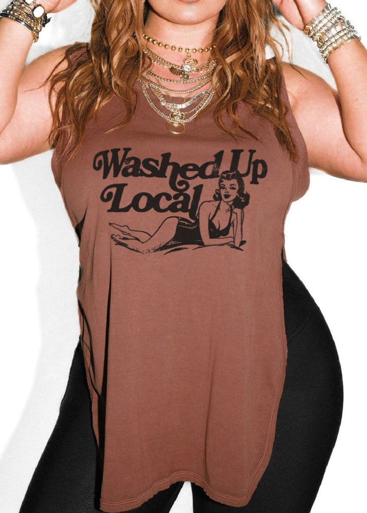 pebby forevee Tank Top FINAL SALE: WASHED UP LOCAL HIGH HOPES OVERSIZED SIDE SLIT TANK