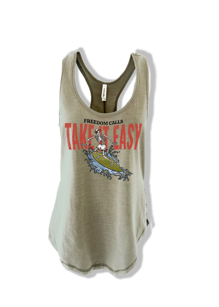 pebby forevee Tank Top FREEDOM CALLS BOYFRIEND SIDE SLIT TANK