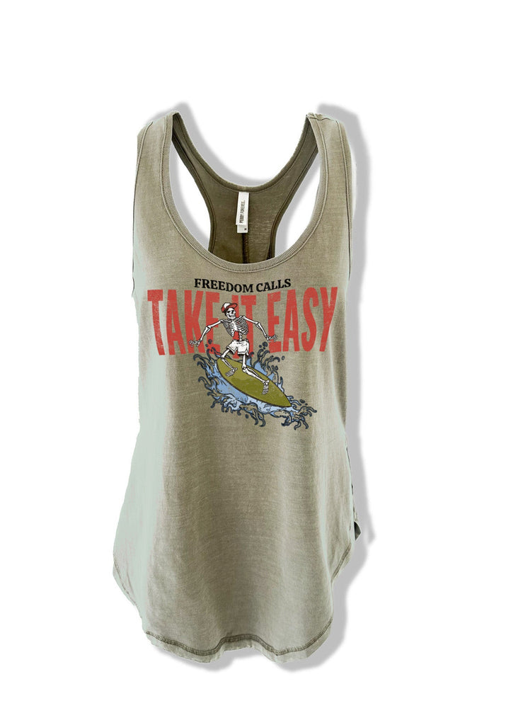 pebby forevee Tank Top FREEDOM CALLS BOYFRIEND SIDE SLIT TANK