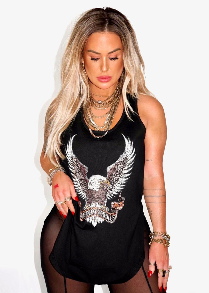 pebby forevee Tank Top FREEDOM THRILLS BOYFRIEND SIDE SLIT TANK