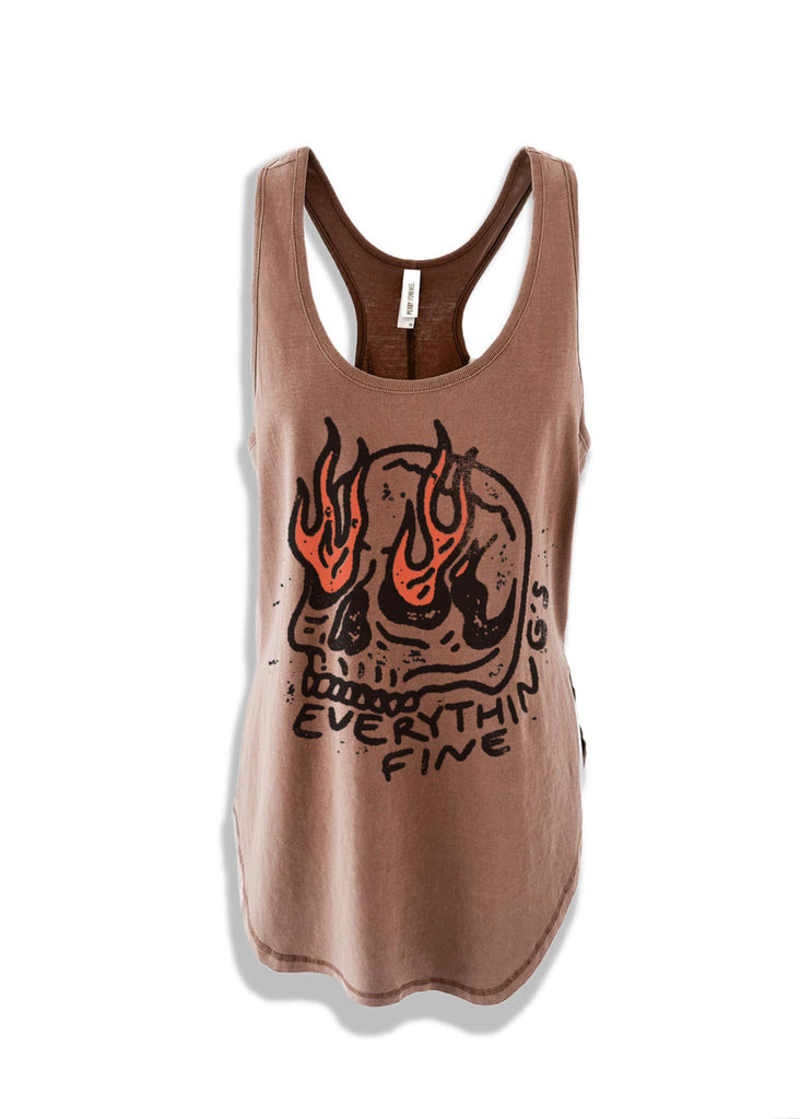 pebby forevee Tank Top I'M SURE EVERYTHING'S FINE BOYFRIEND SIDE SLIT TANK