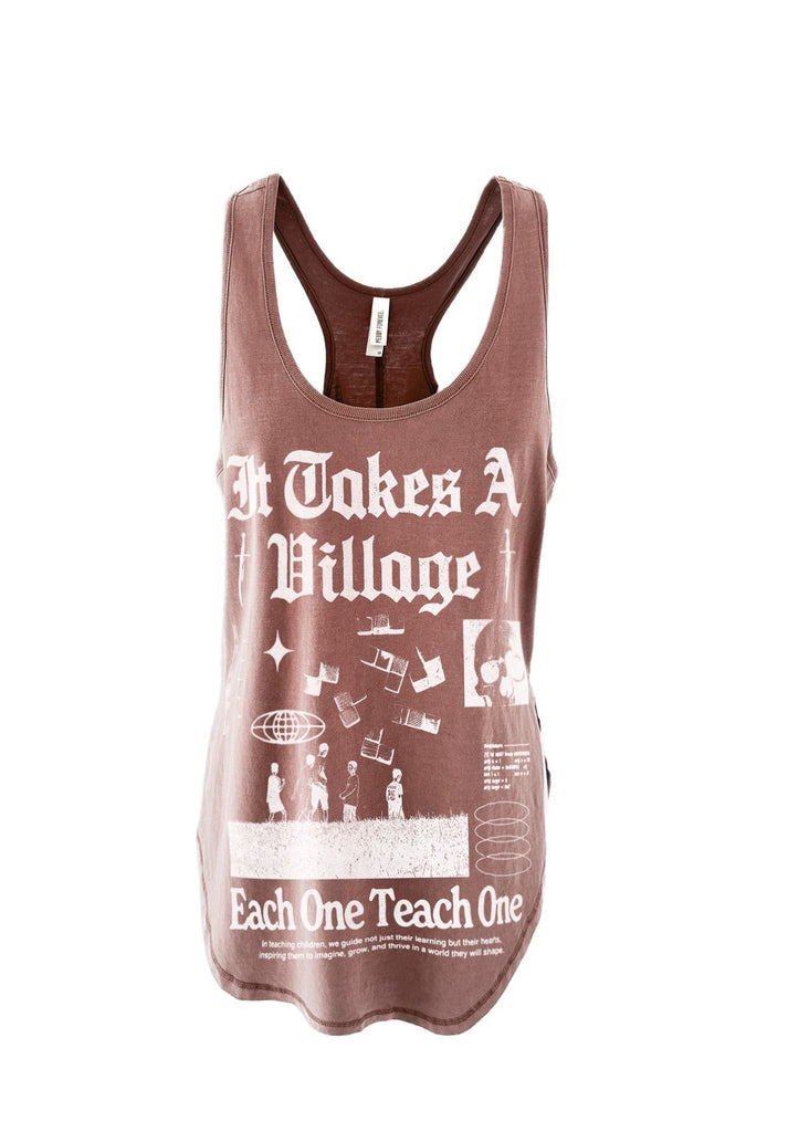 pebby forevee Tank Top IT TAKES A VILLAGE BOYFRIEND SIDE SLIT TANK