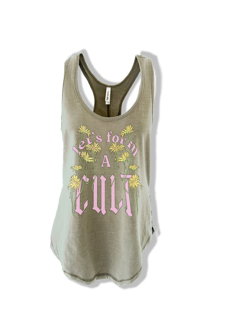 pebby forevee Tank Top LET'S FORM A CULT BOYFRIEND SIDE SLIT TANK
