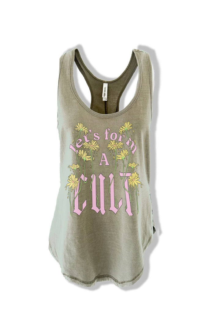 pebby forevee Tank Top LET'S FORM A CULT BOYFRIEND SIDE SLIT TANK