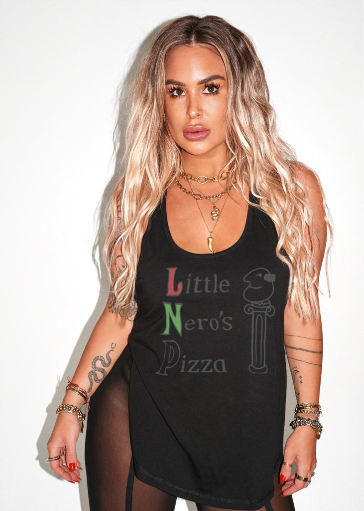 pebby forevee Tank Top LITTLE NERO'S PIZZA BOYFRIEND SIDE SLIT TANK