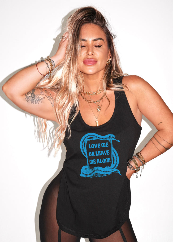 pebby forevee Tank Top LOVE ME OR LEAVE ME ALONE BOYFRIEND SIDE SLIT TANK