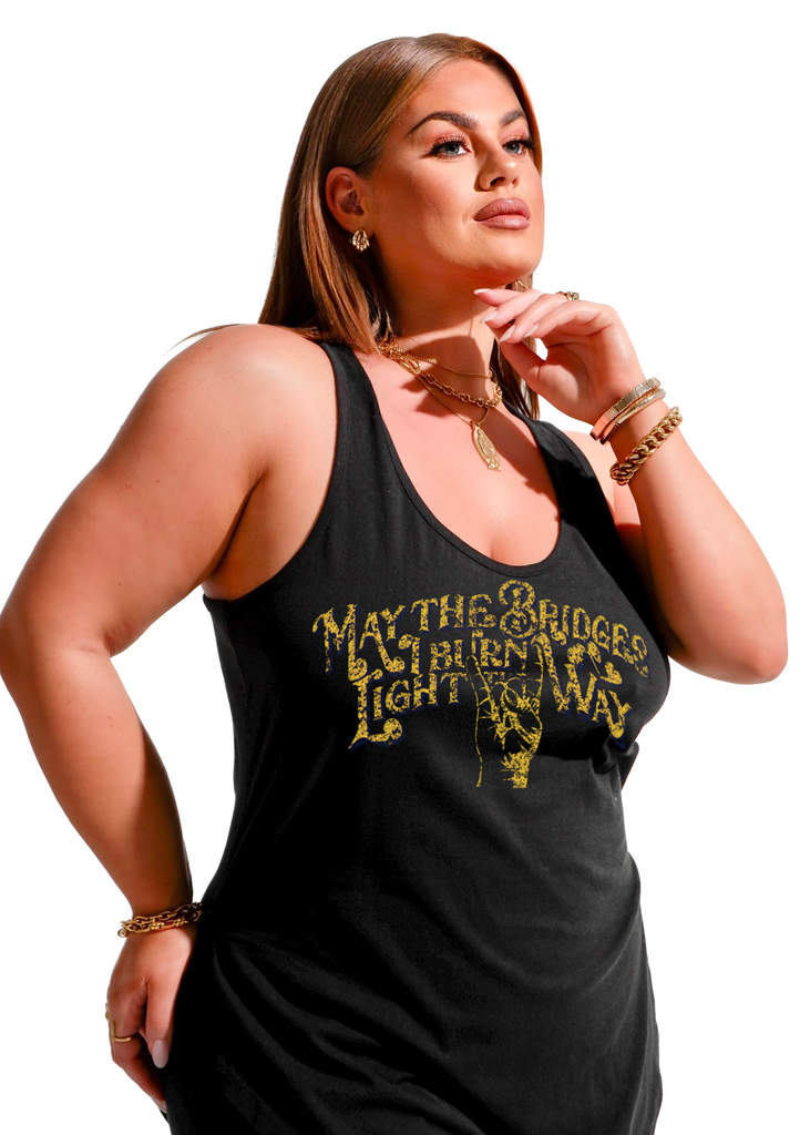 pebby forevee Tank Top MAY THE BRIDGES I BURN LIGHT THE WAY BOYFRIEND SIDE SLIT TANK