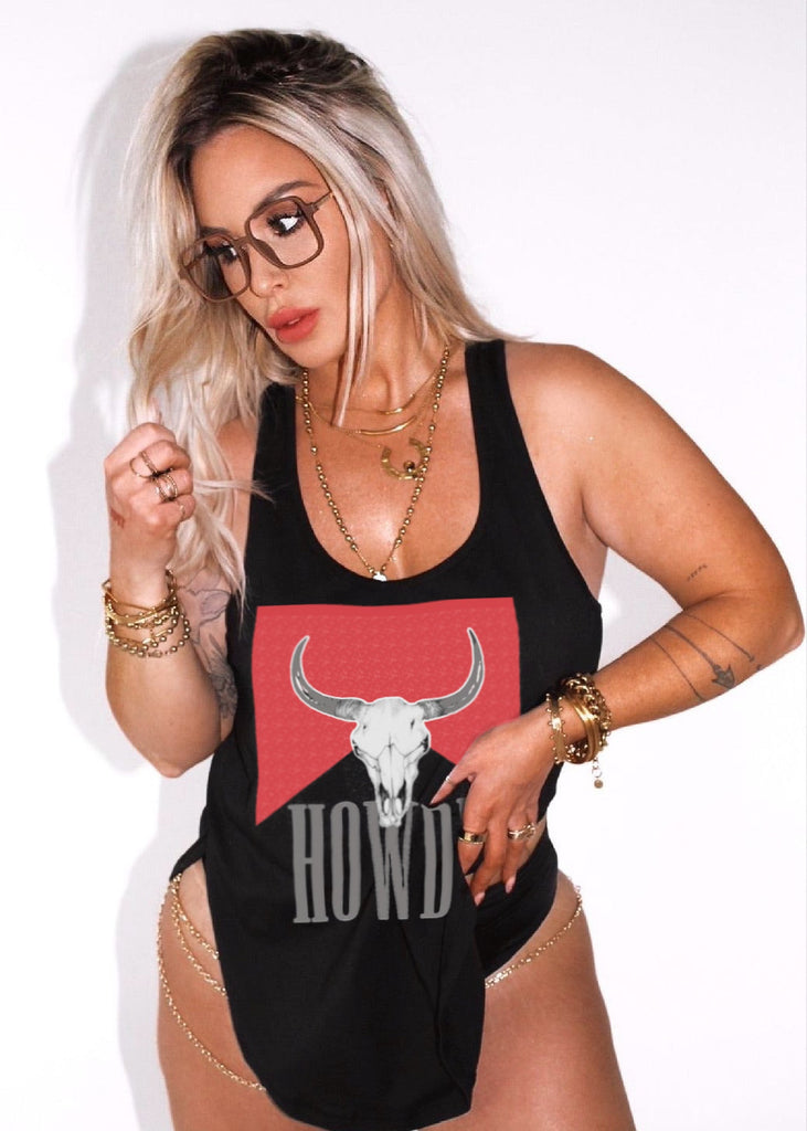 pebby forevee Tank Top MESS WITH THE BULL BOYFRIEND SIDE SLIT TANK