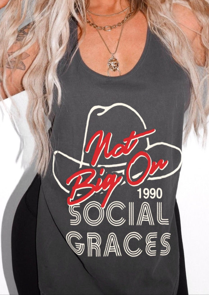 pebby forevee Tank Top NOT BIG ON SOCIAL GRACES BOYFRIEND SIDE SLIT TANK