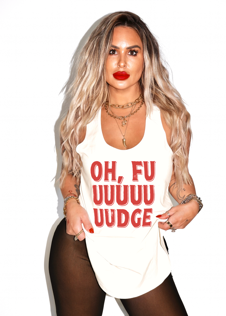 pebby forevee Tank Top OH FUDGE BOYFRIEND SIDE SLIT TANK