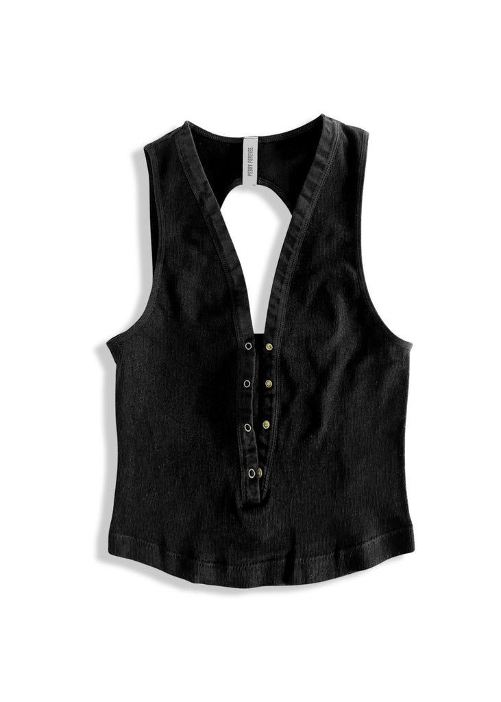 pebby forevee Tank Top OPEN BACK HENLEY TANK
