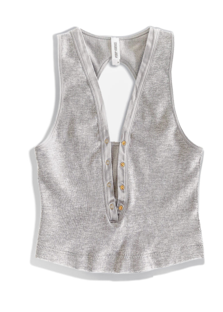 pebby forevee Tank Top OPEN BACK HENLEY TANK